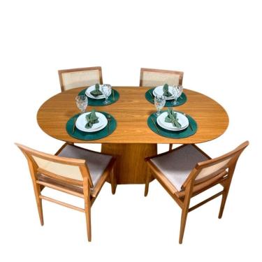 Imagem de Mesa De Jantar Cone Retangular Arredondada 235x122cm Madeira Freijó