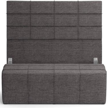 Imagem de Kit Cabeceira Cama Box Queen 160cm Com Calçadeira Roma W01 Linho Cinza Escuro - Lyam