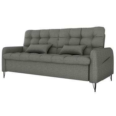Imagem de Sofa Cama 2 Lugares 200cm Pillar Linho Vancouver E484 Milani Store Chumbo