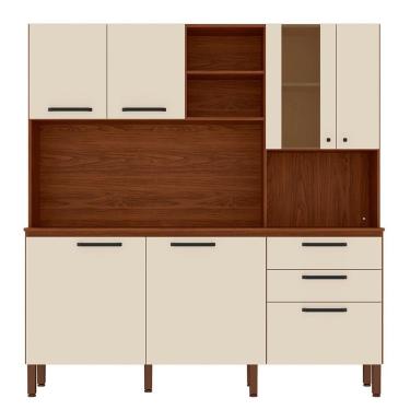 Imagem de Cozinha Compacta Com Tampo 182 Cm Mega Nogueira Off White Ktp
