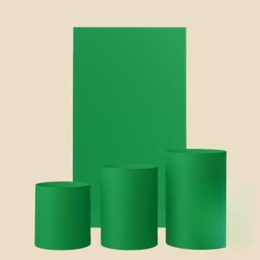 Imagem de Kit Capa De Painel Romano Liso Retângulo Dupla Face Duas Cores E Trio Cilindros De Malha Gel Premium(Verde Bandeira)