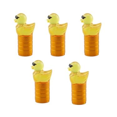 Imagem de Lindas tampas de haste de válvula de pato, tampas de válvula de pneu, capa de borracha quente que brilha no escuro (pacote com 5) universal para carro, caminhão, SUV, motocicleta e bicicleta de