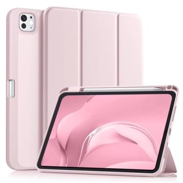 Imagem de Akkerds Capa para iPad Pro de 11 polegadas (M5/M4) 2025/2024 6ª/5ª geração com suporte para lápis, capa protetora para iPad Pro de 11 polegadas com suporte de três dobras/parte traseira de TPU macio