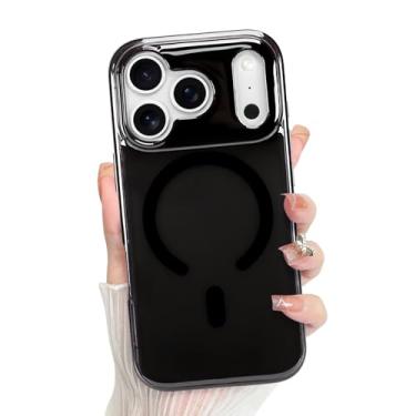 Imagem de Bonoma Capa para iPhone 17 Pro Max, traseira cristalina, suporte magnético para capa à prova de choque MagSafe, proteção de alta qualidade para capa de telefone - preta