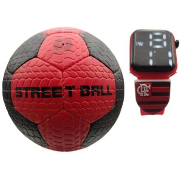 Imagem de Kit Flamengo Bola Futebol Sintética e Relógio Infantil Mascote 1