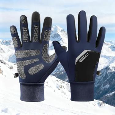 Imagem de Luvas de inverno com tela sensível ao toque à prova de vento, resistentes à água, térmicas ao ar livre, antiderrapante, forradas quentes, dedo inteiro para esportes