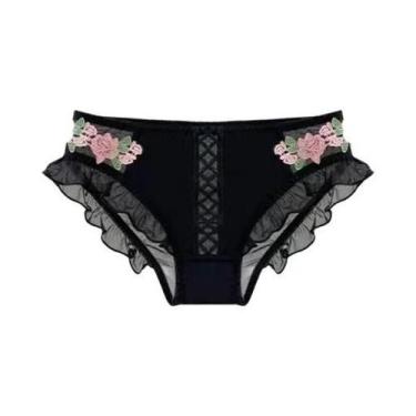 Imagem de Conjunto De Sutiã E Calcinha Vintage Bordado Floral Creme Para Mulhere