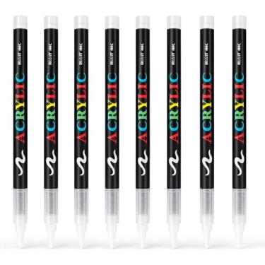 Imagem de Laestyee Caneta de tinta branca, marcador permanente de 1,0 a 6,0 mm, 8 canetas acrílicas brancas adequadas para projetos de arte, pintura, pintura rupestre, cerâmica, vidro, madeira, plástico, metal