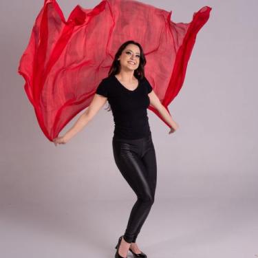 Imagem de Véu Seda Pura Vermelho Liso Dança do Ventre - VEU-SEDAA-16 - Atelier P