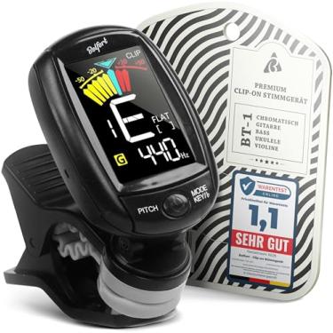 Imagem de Belfort Afinador de clipe compacto para todos os instrumentos: sintonizador universal para guitarra, ukulele, violino, baixo e cromado preto