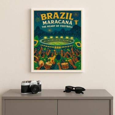 Imagem de Quadro Brasil Estádio Maracanã 45X34Cm Mold Preta Vidro - Quadros On-L