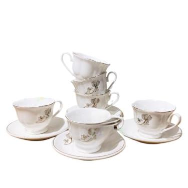 Imagem de Xicaras Com Pires Porcelana Branca Xicara De Cafe De (X104 (95mL))