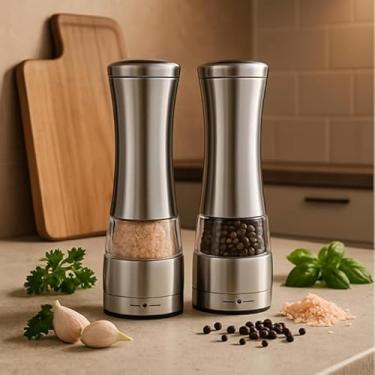 Imagem de Moedor de Pimenta e Sal em Aço Inox 22cm – Moedor Manual com Ajuste de Moagem, Recarregável, Ideal para Temperos, Cozinha Gourmet e Churrasco