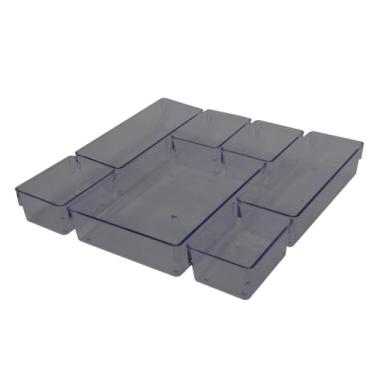 Imagem de Organizador Multiuso Modular Gavetas Acrilico Cristal e Fume(Kit 7 Fume)