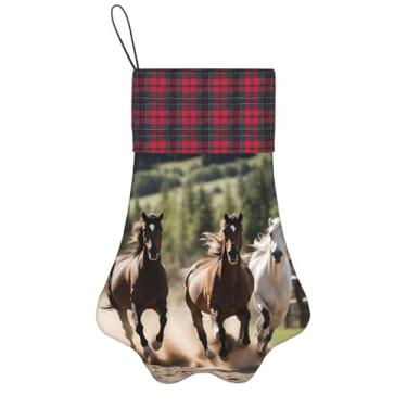 Imagem de SKKNT Três Cavalos Correndo Estampados Meias de Natal Animais de Estimação Decoração de Natal Cães Gatos Árvore Decoração Doce Presente Conveniente