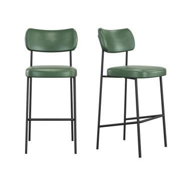 Imagem de Kit 2 Banquetas Altas Mona Estrutura Metal Assento Courino Verde SSX Multicoisas