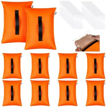Imagem de Arrowbash Conjunto de 10 sacos de areia de rede de saco de âncora e 20 âncoras pesadas esportivas de PE para estabilidade Redes de beisebol Hockey Golf Football Gols de futebol e mais, laranja