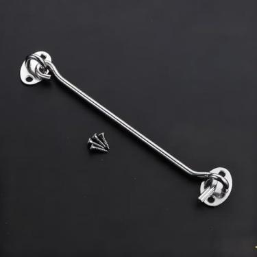 Imagem de Trava de porta e janela de aço inoxidável resistente com design de gancho espesso para armário doméstico deslizante e uso de porta de celeiro