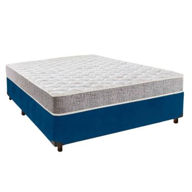Imagem de Cama + Box Azul e Colchão D33 Casal - D33 Inducol