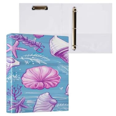 Imagem de Wassud Fichário de 3 anéis de 3 cm com clipe antiderrapante rosa Ocean Life, pacote com 1 fichário decorativo tamanho carta para escritório em casa