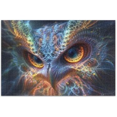 Imagem de Quebra-cabeça extravagante com estampa de animais de coruja, 500 peças, adultos, família, amantes, presentes, personalizado, divertido, adulto, brinquedo animal, arte floral, 51 x 35 cm