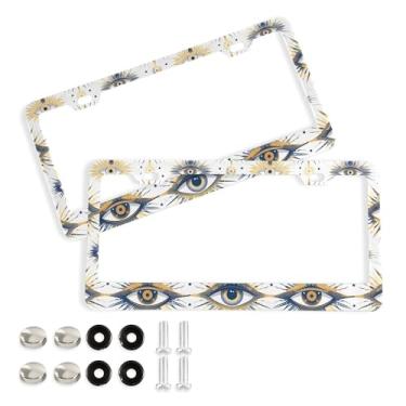 Imagem de SEHANY Molduras para placa de carro que tudo vêem, moldura de placa de carro de alumínio à prova de ferrugem com furos e parafusos elípticos serve para acessórios de carro de tamanho padrão de