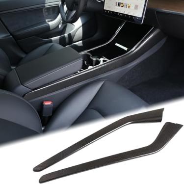 Imagem de Aunginsy Capa de acabamento da moldura do painel de câmbio da caixa de engrenagens do console central compatível com Tesla Model 3 2017-2021 Caixa de câmbio de marchas de controle central de carro