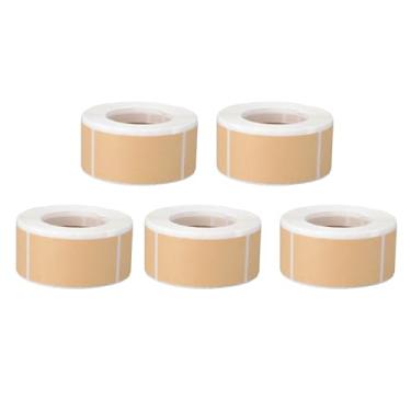 Imagem de Fockety Etiquetas Adesivas Kraft, 5 Rolos 260 Folhas por Rolo 5x2,5cm Etiquetas Marrons Autoadesivas para Escrita, Com Forte Adesão, para Potes, Garrafas, Pastas de álbuns de Recortes