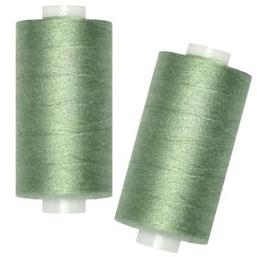 Imagem de Linha de costura multiuso - 2 carretéis de linha de costura manual de poliéster para máquina de costura para costura manual e à máquina (verde celadon, 2 carretéis)