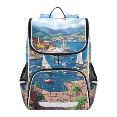 Imagem de Backpacks for Boys Scenic Mediterranean Coastal Town Kids Girls' Backpack Daypack Back to School Bag Custom Elementary School Book Bags Monster