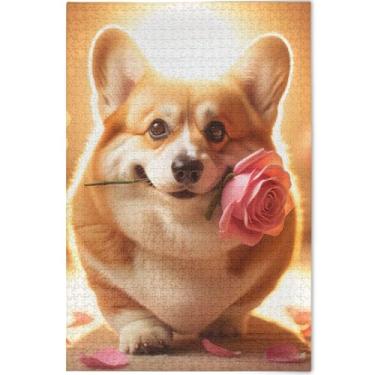 Imagem de Corgi Quebra-cabeça personalizado cachorro fofo para adultos 1000 peças engraçado, divertido, bobo, divertido, mordaça, presente de decoração de casa, arte, 75 x 50 cm