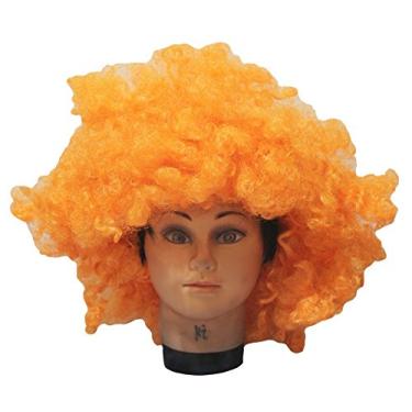 Imagem de Petitebella Fantasia de Dia das Bruxas Peruca Grande Laranja Cabelo Afro Unissex Tamanho Único