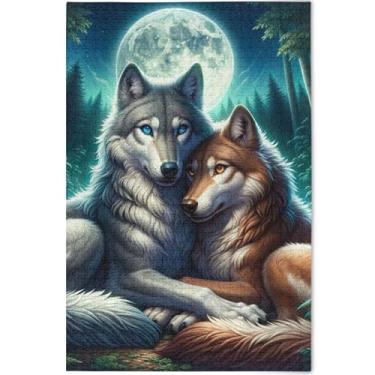 Imagem de Quebra-cabeça floral adulto personalizado Wolf Mate 500 peças pintura de arte floral divertida família quebra-cabeça jogo de presentes tecnológicos, 52 cm x 37,8 cm