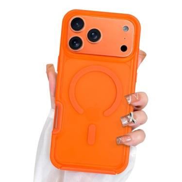 Imagem de DOTARA Capa magnética para iPhone 17 Pro de 6,3 polegadas, compatível com Magsafe laranja vibrante translúcida fosca à prova de choque capa de telefone fina para mulheres e meninas, 16.0 cm