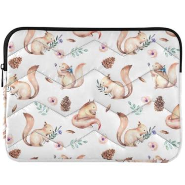 Imagem de Capa para notebook com estampa de animais florais e esquilos, capa universal acolchoada de 13 a 14 polegadas para MacBook Pro de 14 polegadas