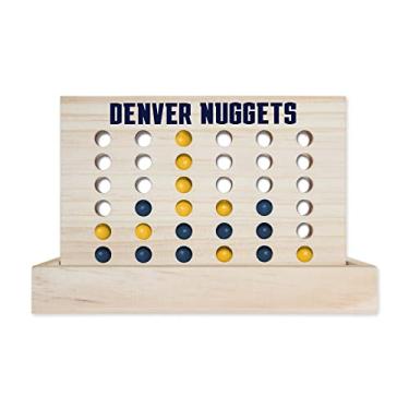 Imagem de Rico Industries Jogo de tabuleiro NBA Denver Nuggets 10,16 cm em uma fileira de madeira 10,16 cm uma fileira de jogo de tabuleiro para viagem para crianças e adultos