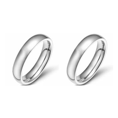 Imagem de Alianças de casamento de aço inoxidável para homens e mulheres, 6 mm, 8 mm, prata/preto/dourado, abobadado básico, altamente polido, 6mm, Aço inoxidável, Sem pedra preciosa
