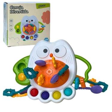 Imagem de Brinquedo Bebe Mordedor Sensorial Atividades Massageador Corujinha Div