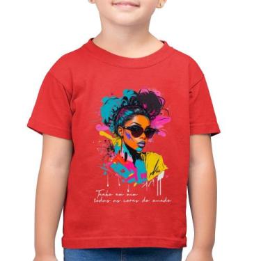 Imagem de Camiseta Algodão Infantil Tenho em mim todas as cores do mundo - Foca 