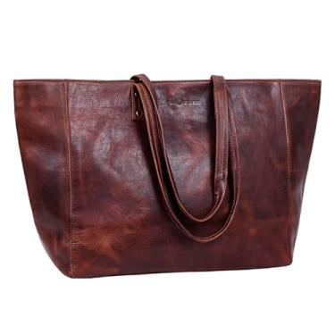 Imagem de Antonio Valeria Bolsa de couro Ava para mulheres, Marrom pull-on, Medium