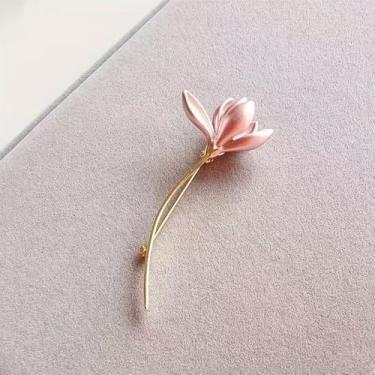Imagem de Broche de vestuário elegante – Broche requintado em forma de lótus para mulheres, acessório de alfinete de lapela floral para vestidos, suéteres e agasalhos