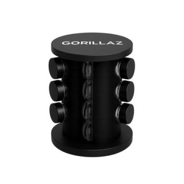 Imagem de Porta Temperos Giratório Preto 9 Potes de Vidro C/ Tampa Gorillaz