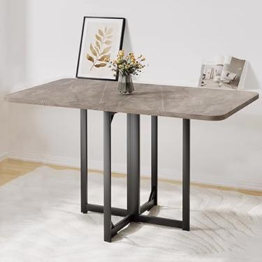 Imagem de Mesa de jantar dobrável moderna, mesa de jantar dobrável extensível, mesa expansível multifuncional com almofadas ajustáveis, estrutura de estrutura de aço carbono, para cozinha