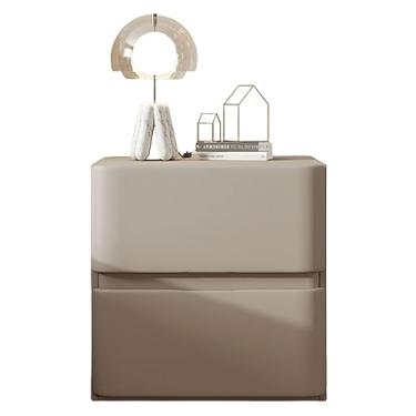 Imagem de Mesa de cabeceira funcional de madeira grande com 2 gavetas para quarto retangular prateleira de gaveta de armazenamento estreita móveis de cabeceira