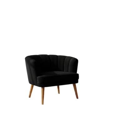 Imagem de Poltrona Estofada para Sala de Estar Decorativa Moderna Pés de Madeira Reforçado Ergonômica (Cappuccino)