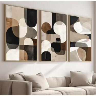 Imagem de Kit 3 Quadros Decorativos Com Moldura Tecido Canvas, Arte Para Quarto, Sala, Corredor, 50x70cm