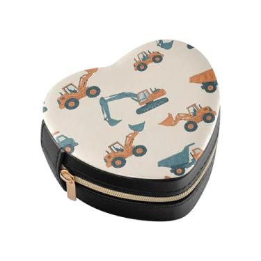 Imagem de Burbuja Caixa de joias em forma de coração para escavadeira, mini estojo de viagem para mulheres e meninas, organizador portátil de armazenamento para brincos, anéis, colares e pulseiras