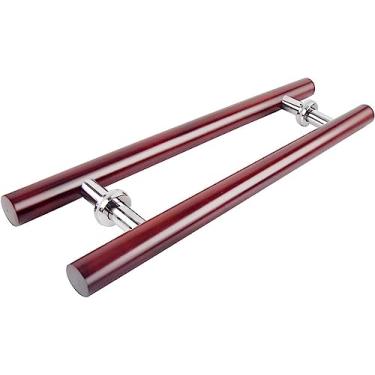 Imagem de BAZAC Puxador de porta de vidro para sauna comercial de madeira maciça Gate Hardware puxador de porta de celeiro deslizante para casa - vinho tinto, 3 comprimentos - 800 × 600 mm