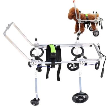 Imagem de Cadeira de rodas ajustável para cães de 4 rodas para animais de estimação pequenos e médios - Suporte para artrite da perna frontal, membros fracos - Carrinho de mobilidade para animais de estimação