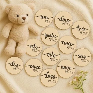 Imagem de 12 Plaquinha Mêsversário Aniversário Mêses Bebê Decorar F Be